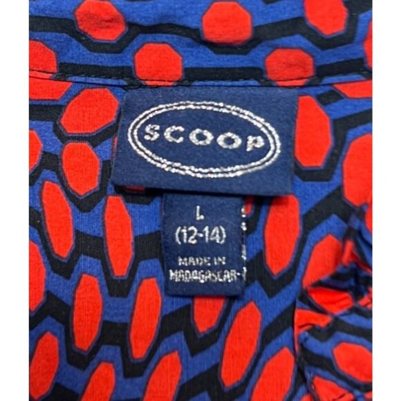 Scoop Womens Asymmetrical Ruffle Midi Dress Red Navy Coastal Preppy Style Large - Picture 6 of 9